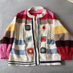 POL Multicolor Patchwork Cardigan